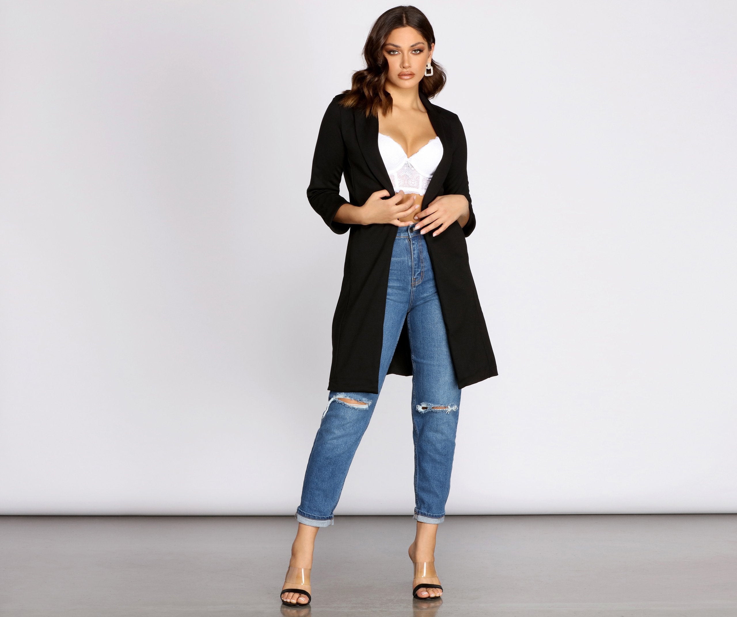 Makin' Major Moves Long Line Blazer - Lady Occasions