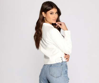 Edgy Chic Faux Leather Moto Jacket - Lady Occasions
