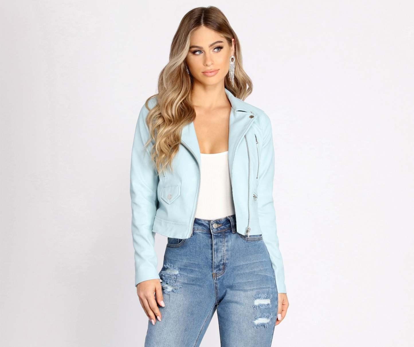 Edgy Chic Faux Leather Moto Jacket - Lady Occasions
