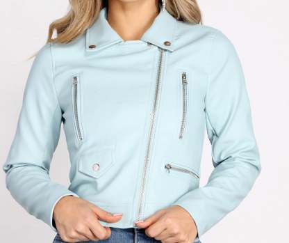 Edgy Chic Faux Leather Moto Jacket - Lady Occasions