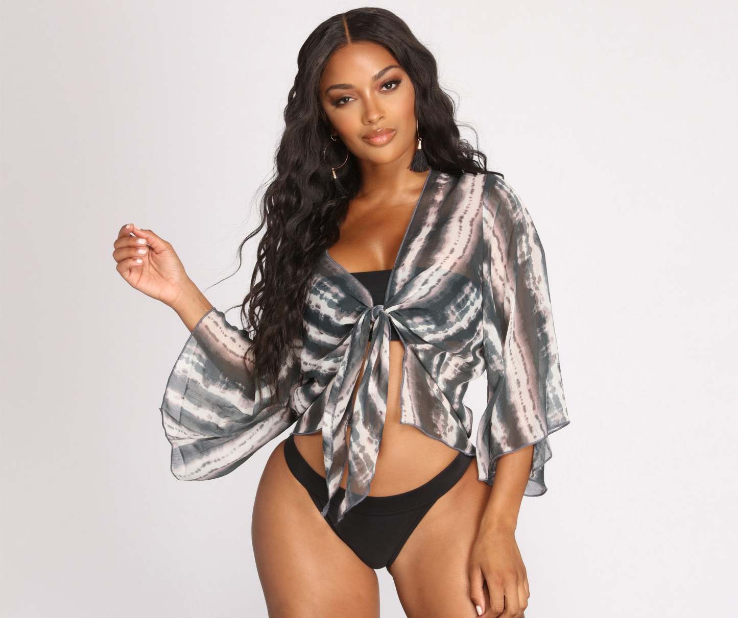 Tie Dye Kimono Sleeve Top - Lady Occasions