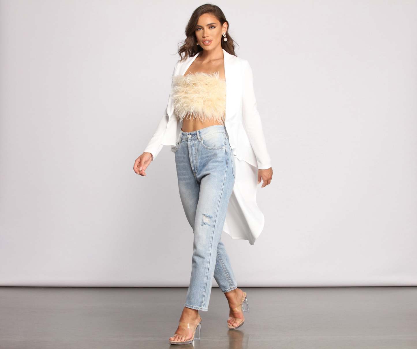 First In Class Peplum High Low Jacket - Lady Occasions