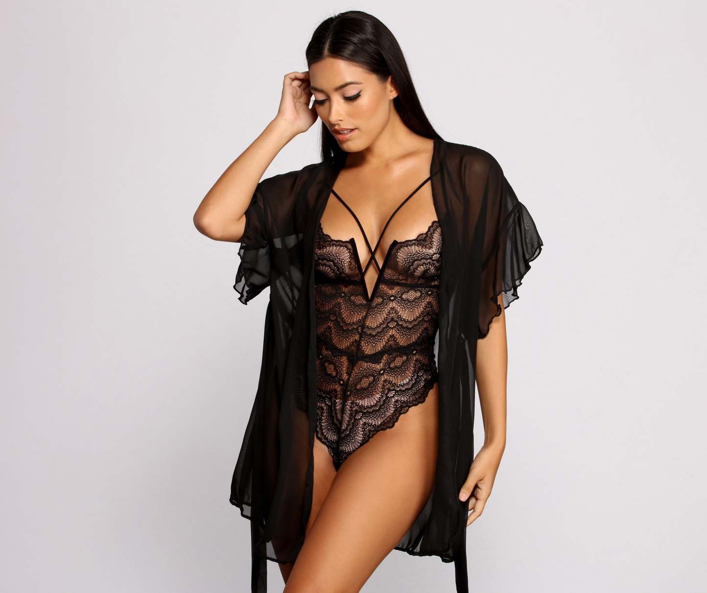 Effortless Beauty Chiffon Belted Kimono - Lady Occasions