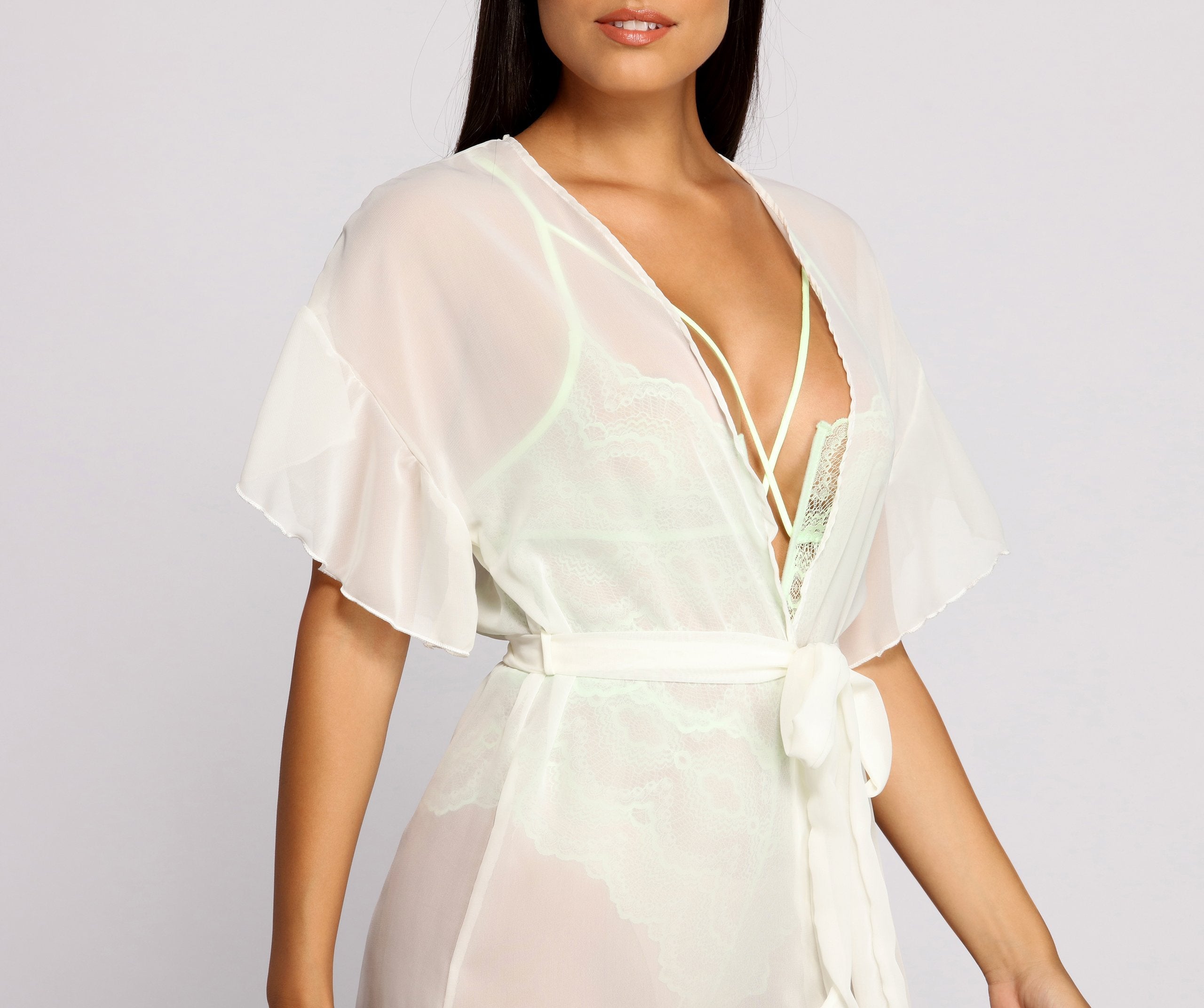Effortless Beauty Chiffon Belted Kimono - Lady Occasions