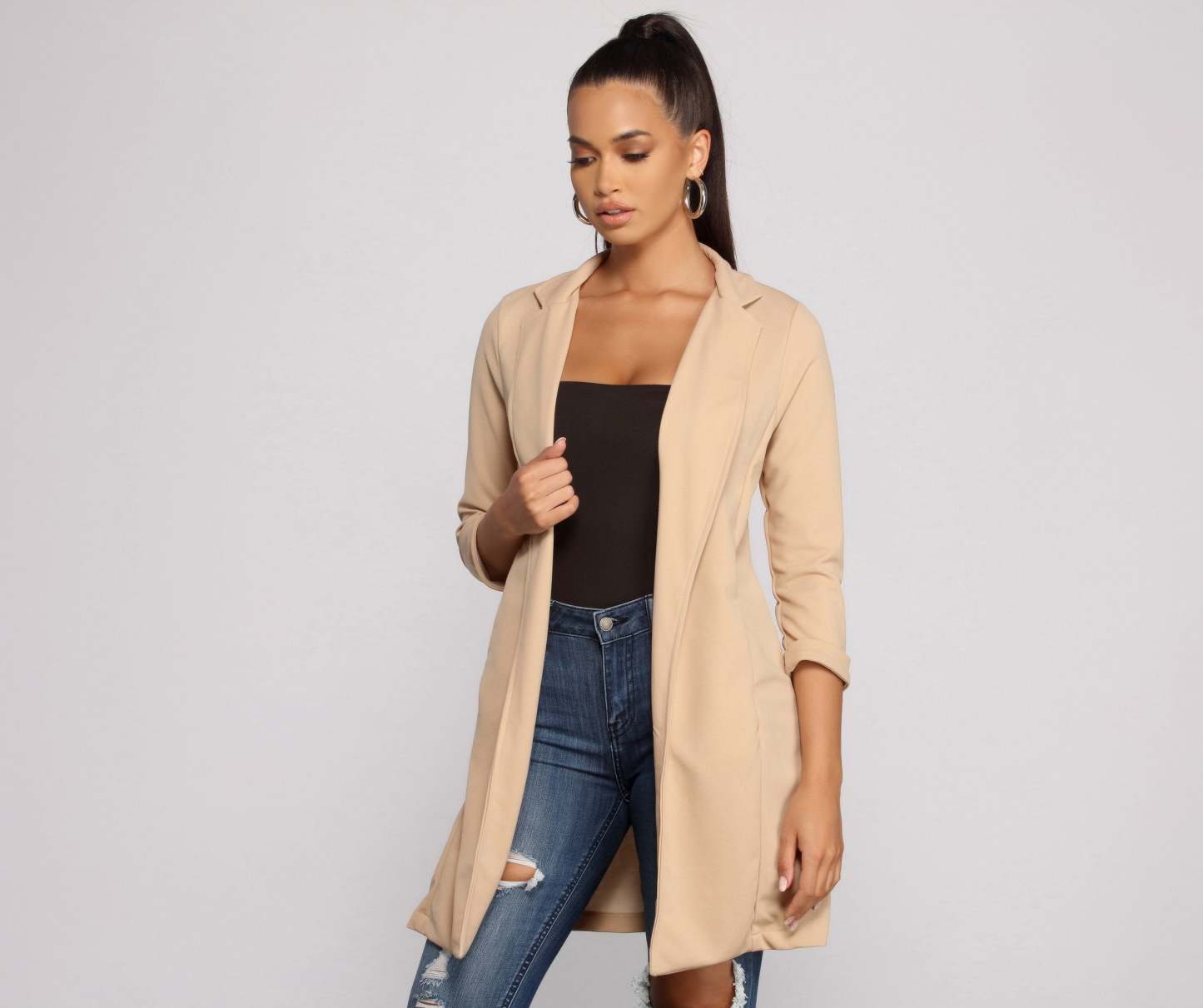 Miss Professional Long Line Blazer - Lady Occasions