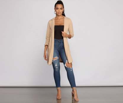 Miss Professional Long Line Blazer - Lady Occasions