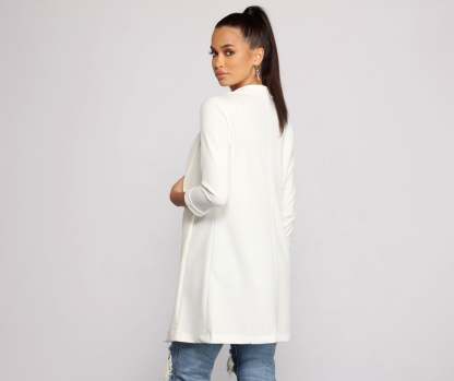 Level Up Long Line Crepe Blazer - Lady Occasions