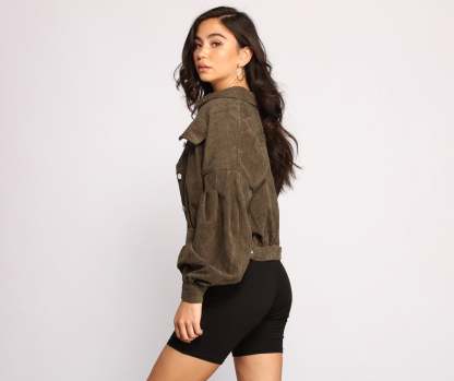 Casually Cute Button-Front Corduroy Jacket - Lady Occasions