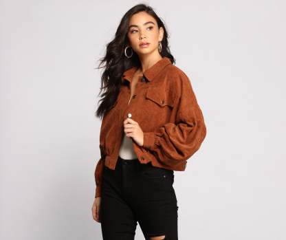 Casually Cute Button-Front Corduroy Jacket - Lady Occasions