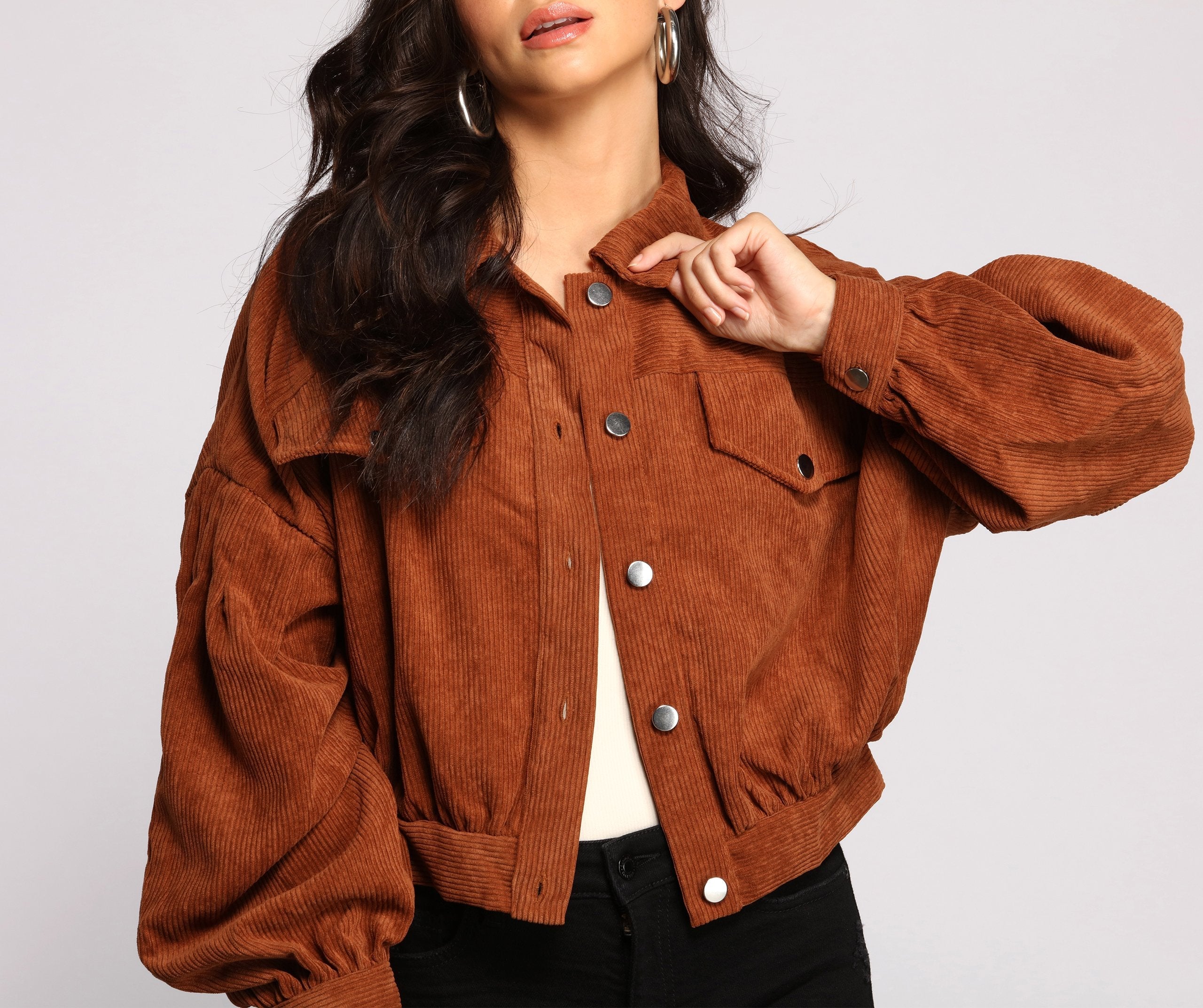 Casually Cute Button-Front Corduroy Jacket - Lady Occasions