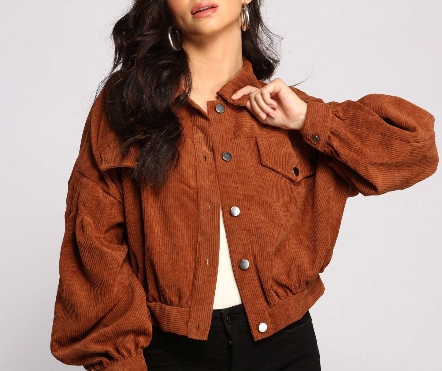 Casually Cute Button-Front Corduroy Jacket - Lady Occasions