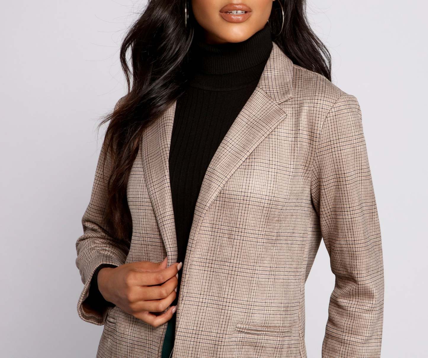 Preppy Plaid Faux Suede Blazer - Lady Occasions