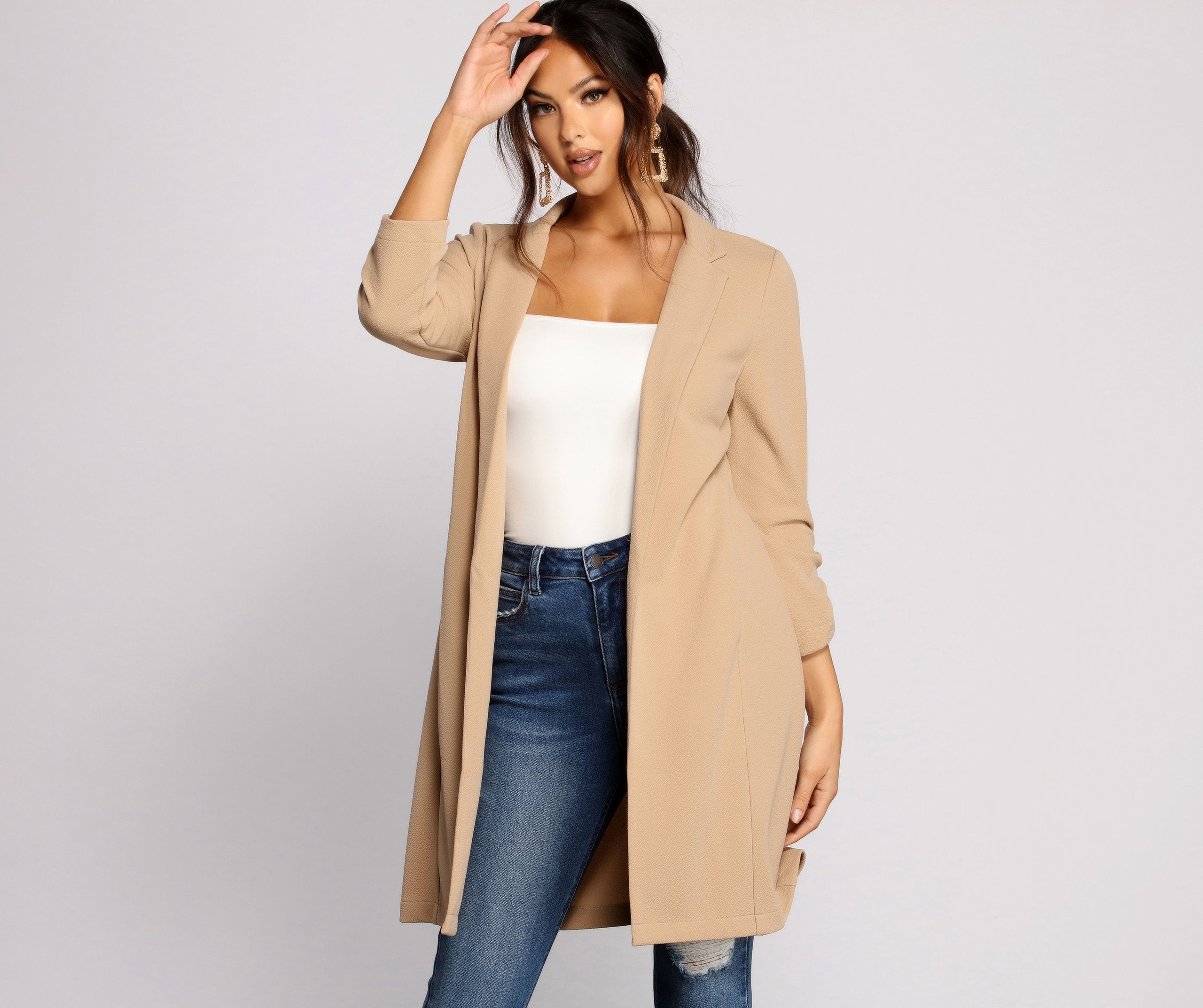 Stylish Sophistication Crepe Trench Coat - Lady Occasions