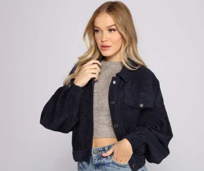 Casually Cute Button-Front Corduroy Jacket - Lady Occasions