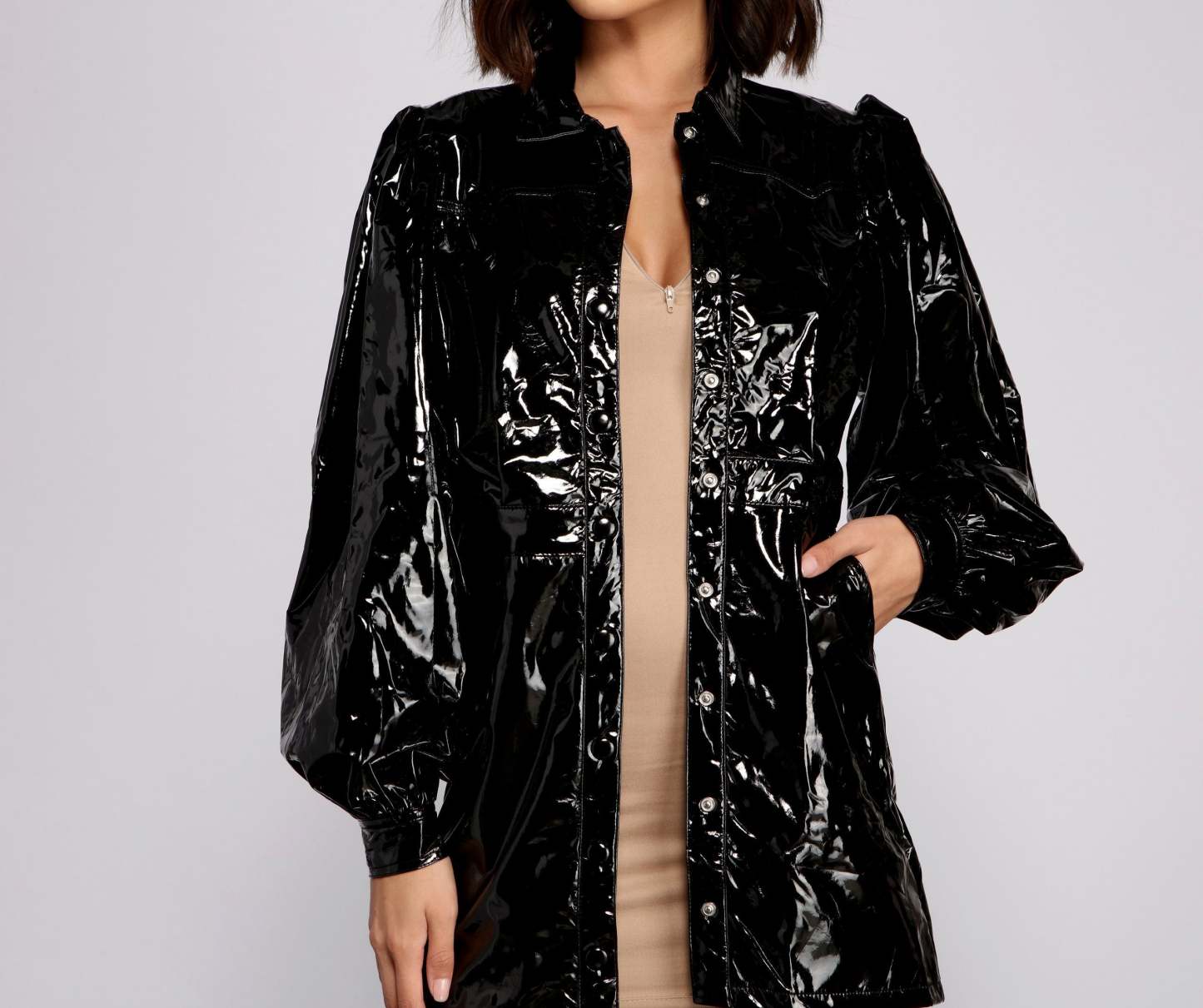 Major Baddie Faux Leather Trench Dress - Lady Occasions