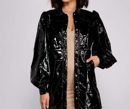 Major Baddie Faux Leather Trench Dress - Lady Occasions