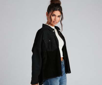 Chill Vibes Denim And Corduroy Jacket - Lady Occasions