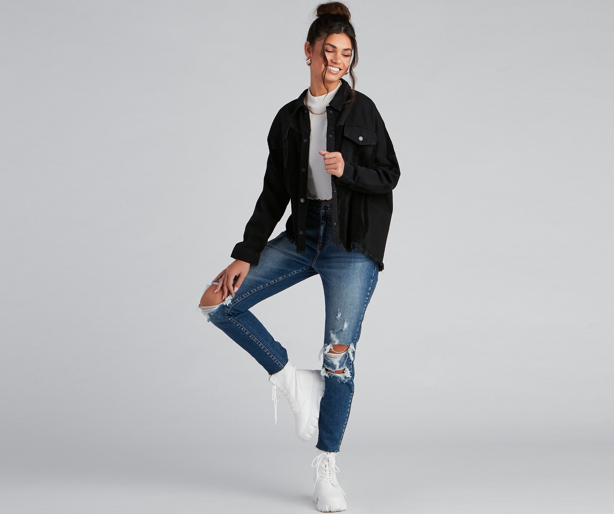 Chill Vibes Denim And Corduroy Jacket - Lady Occasions