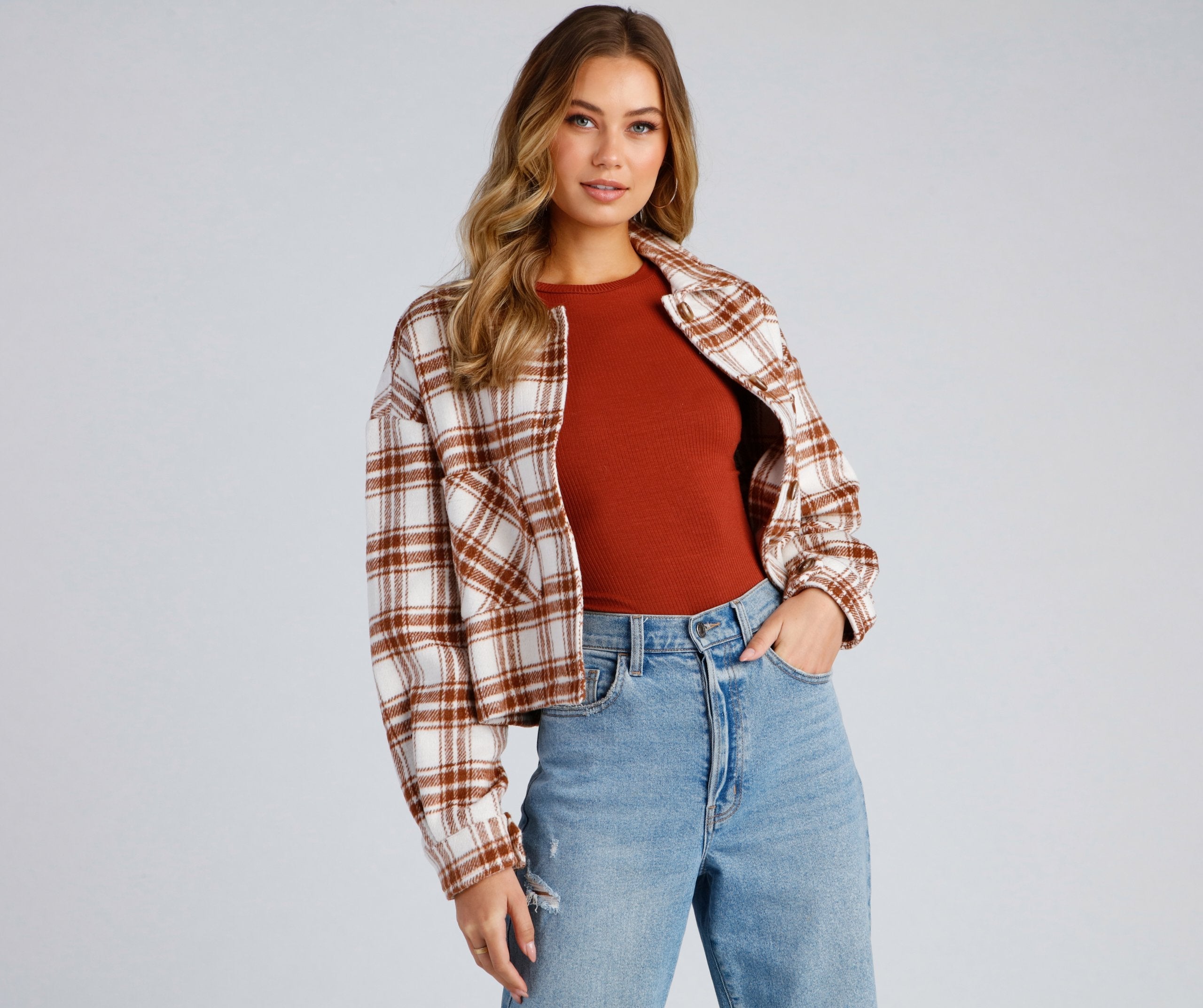 Trendy Layers Flannel Shacket - Lady Occasions