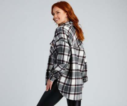 Casual Vibes Only Plaid Shacket - Lady Occasions