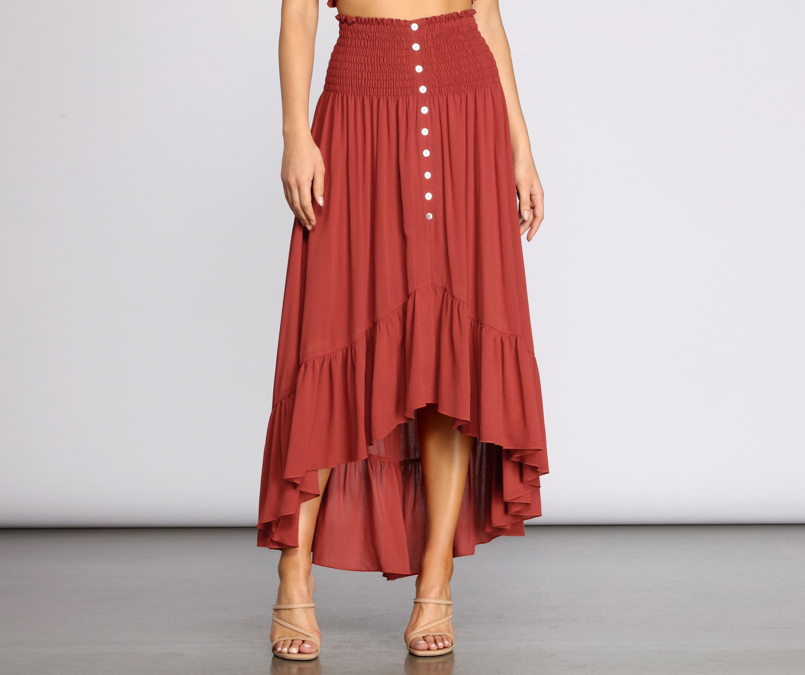 Dreamy Boho Ruffle Hem Maxi Skirt - Lady Occasions