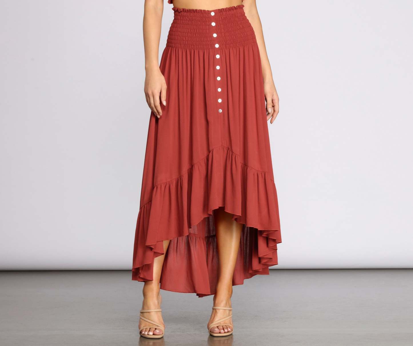 Dreamy Boho Ruffle Hem Maxi Skirt - Lady Occasions