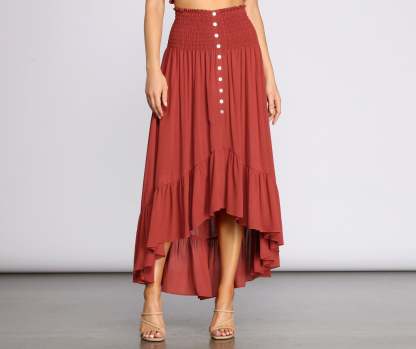 Dreamy Boho Ruffle Hem Maxi Skirt - Lady Occasions