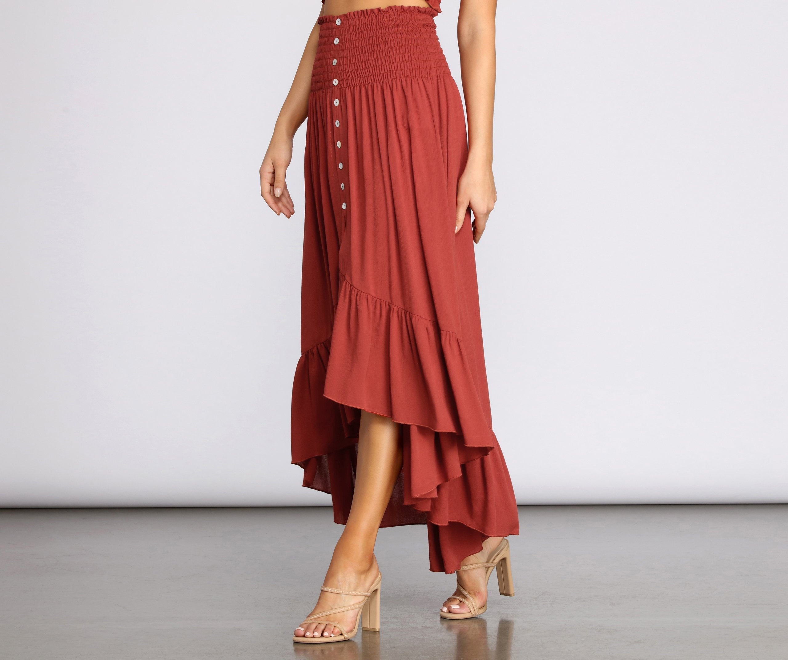 Dreamy Boho Ruffle Hem Maxi Skirt - Lady Occasions