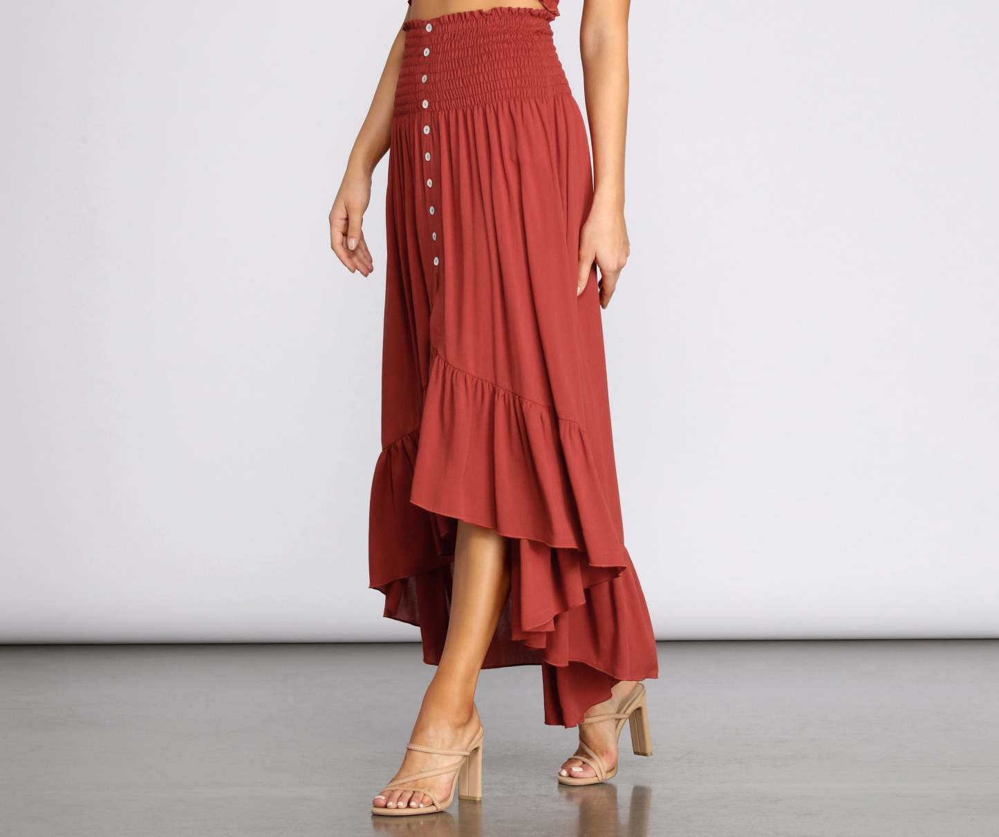 Dreamy Boho Ruffle Hem Maxi Skirt - Lady Occasions