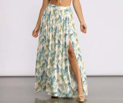 Tropical Babe High Slit Maxi Skirt - Lady Occasions