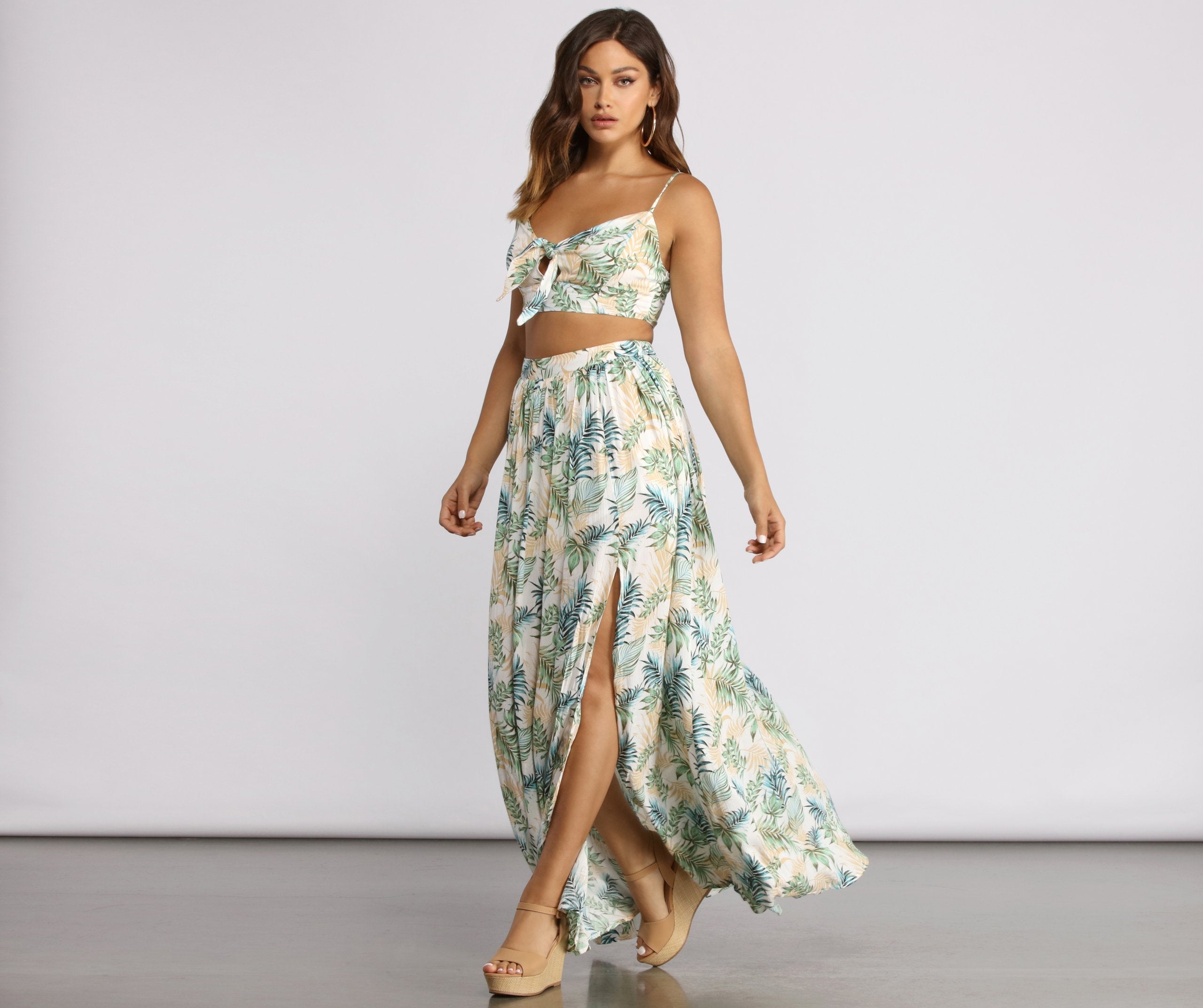 Tropical Babe High Slit Maxi Skirt - Lady Occasions