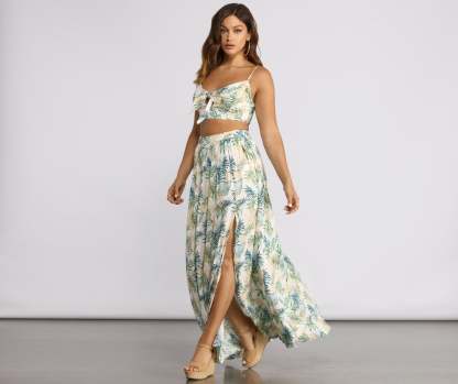 Tropical Babe High Slit Maxi Skirt - Lady Occasions