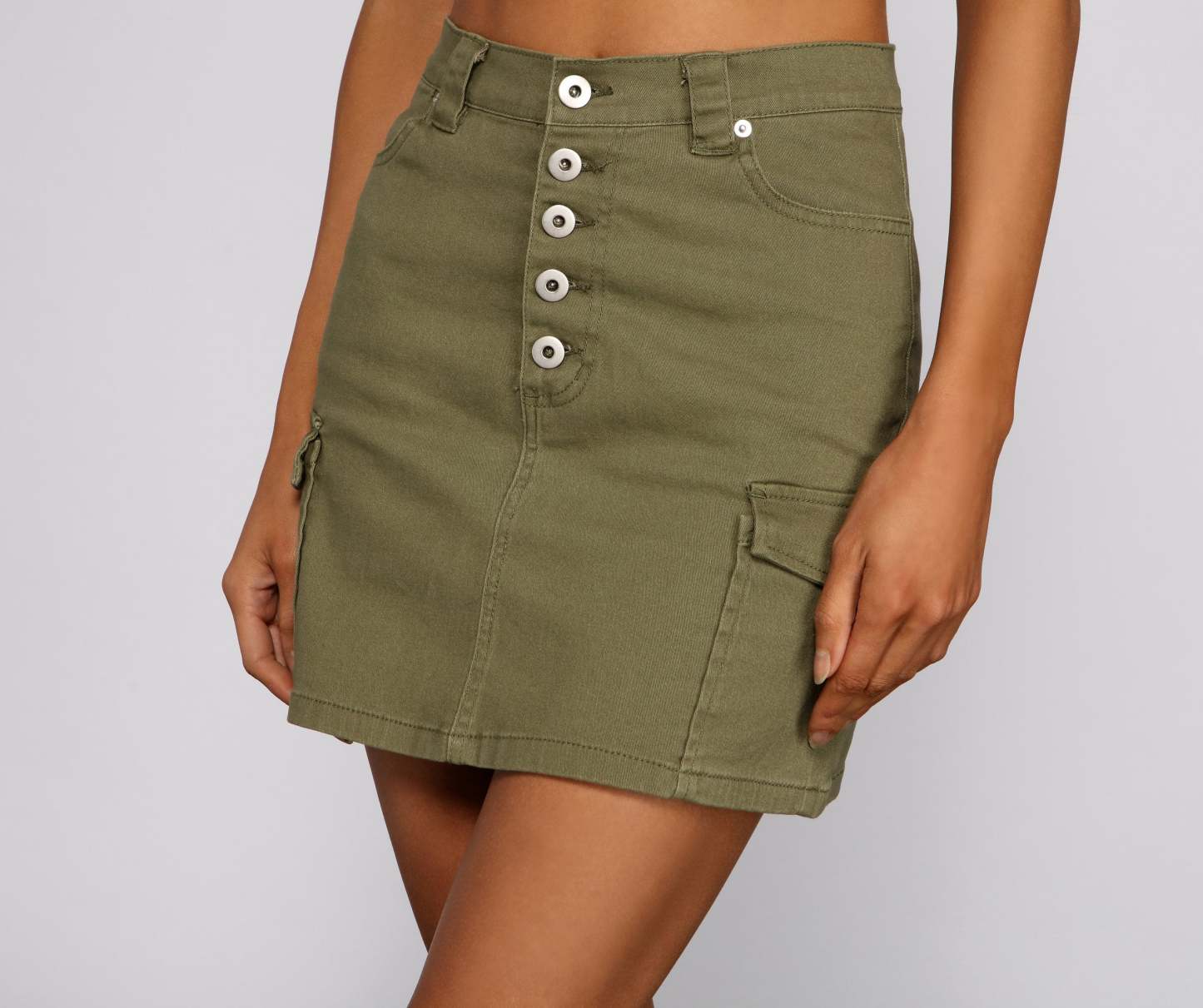 Essential Button Down Cargo Mini Skirt - Lady Occasions
