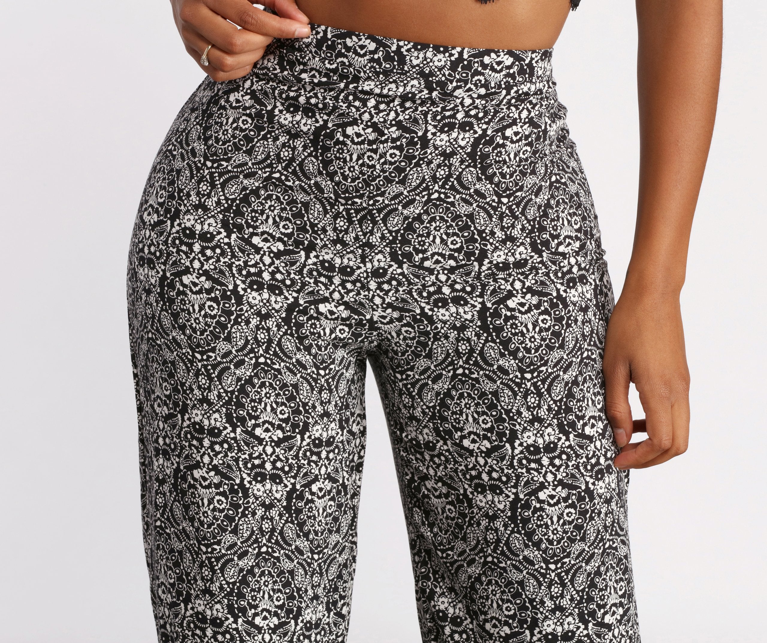 High Waist Bohemian Print Wide Leg Pants - Lady Occasions