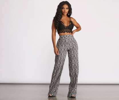 High Waist Bohemian Print Wide Leg Pants - Lady Occasions