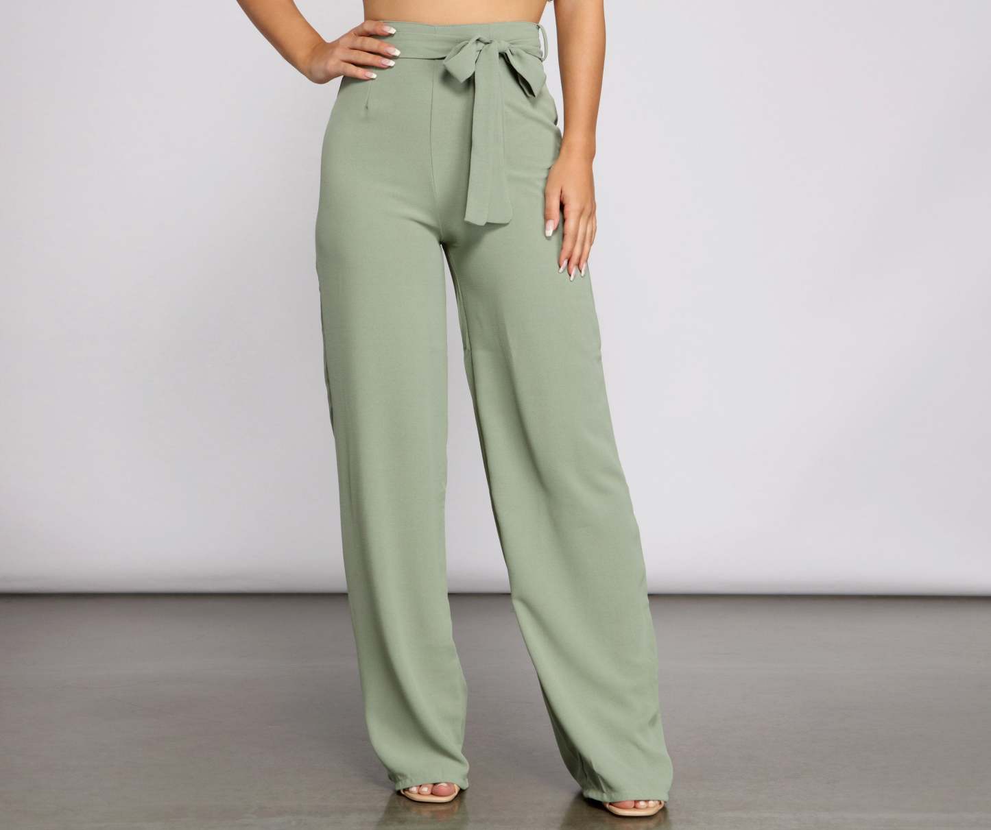 High Waist Tie Waist Linen Pants - Lady Occasions