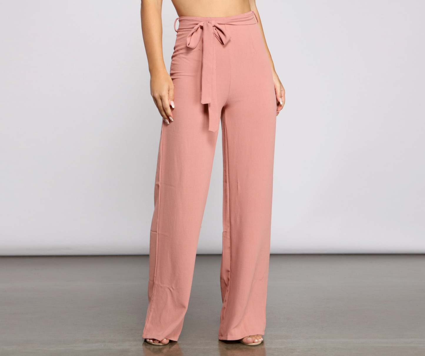 High Waist Tie Waist Linen Pants - Lady Occasions
