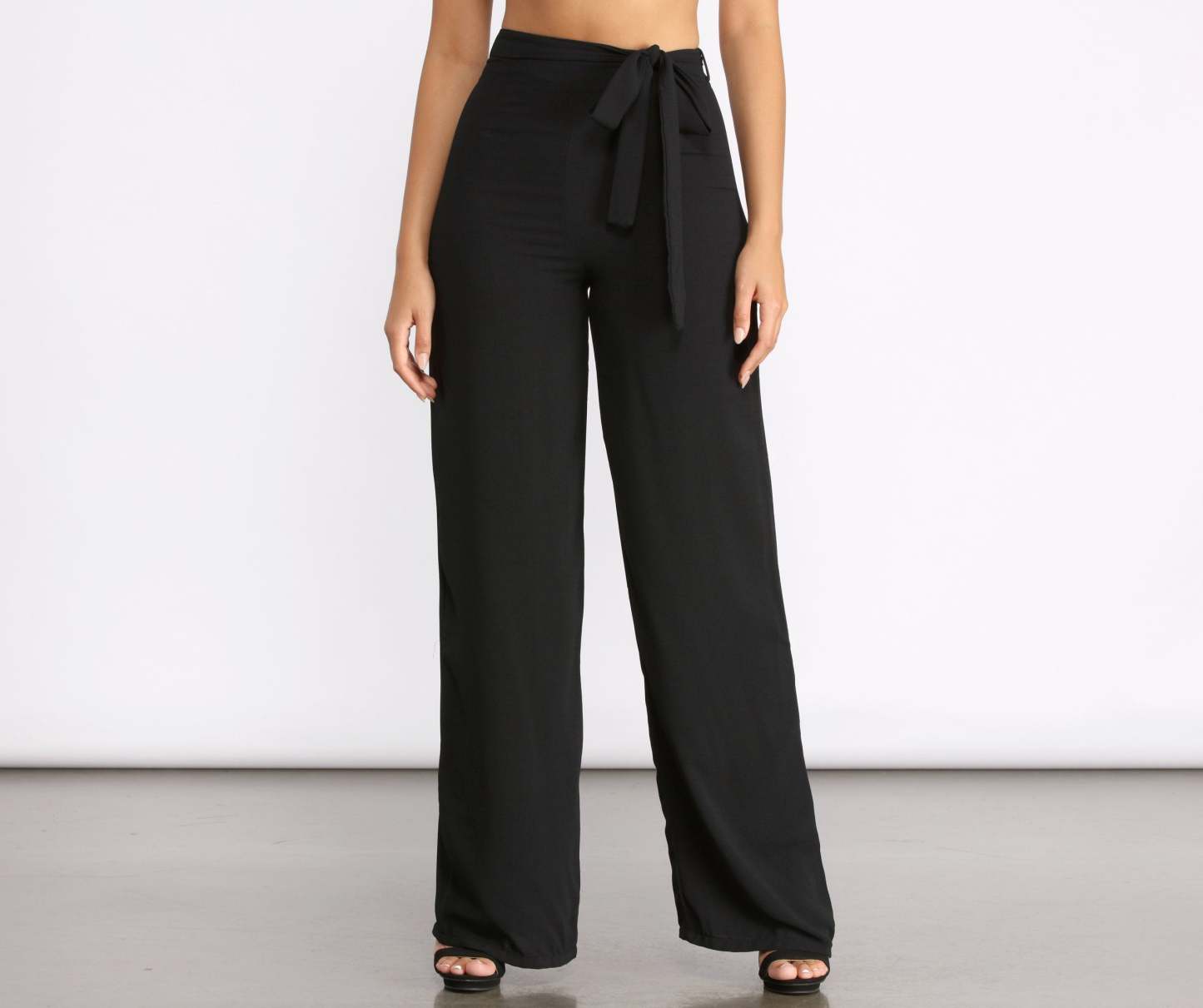 High Waist Tie Waist Linen Pants - Lady Occasions