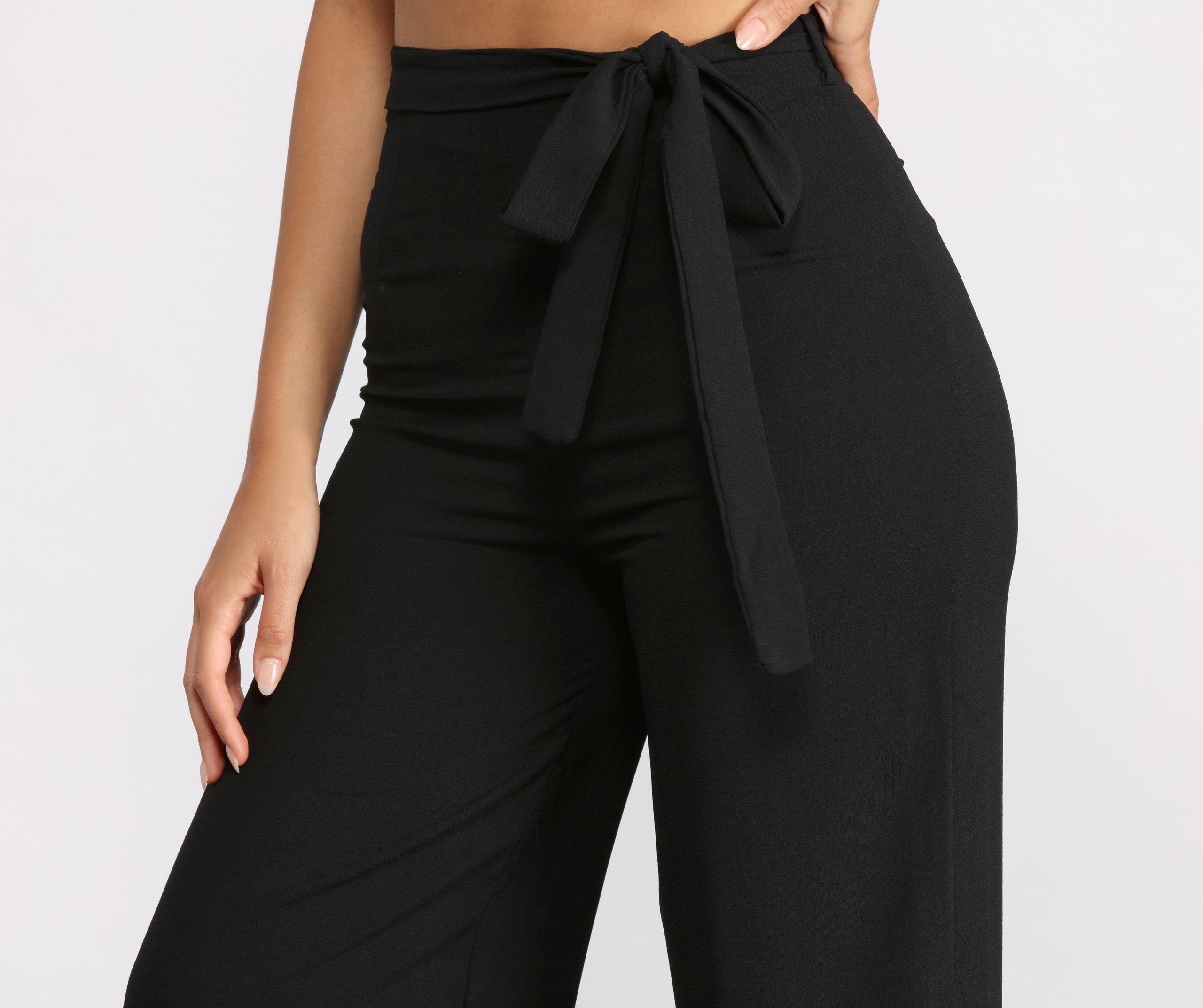 High Waist Tie Waist Linen Pants - Lady Occasions