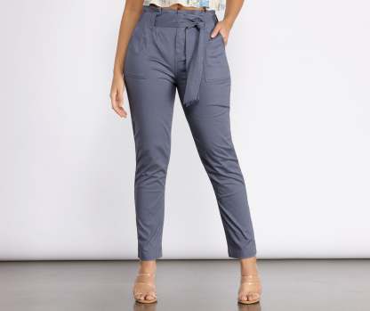 Belted and Chic Paperbag Pants - Lady Occasions