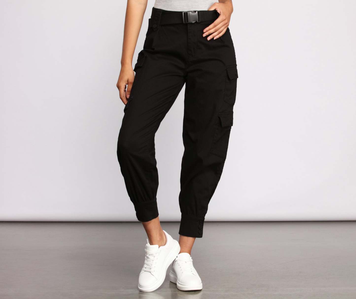 Belted Cargo Joggers - Lady Occasions