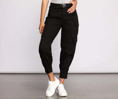 Belted Cargo Joggers - Lady Occasions