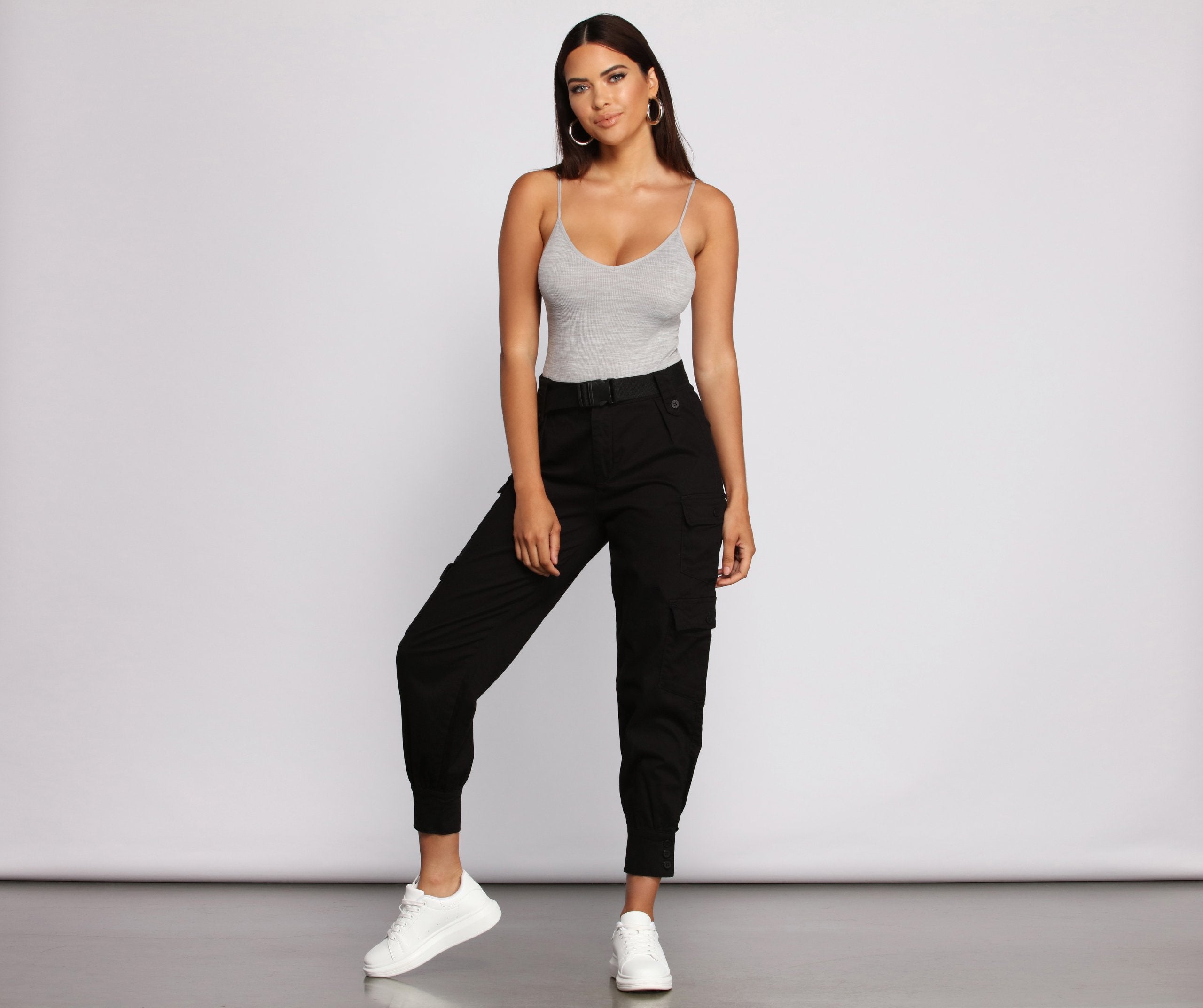 Belted Cargo Joggers - Lady Occasions