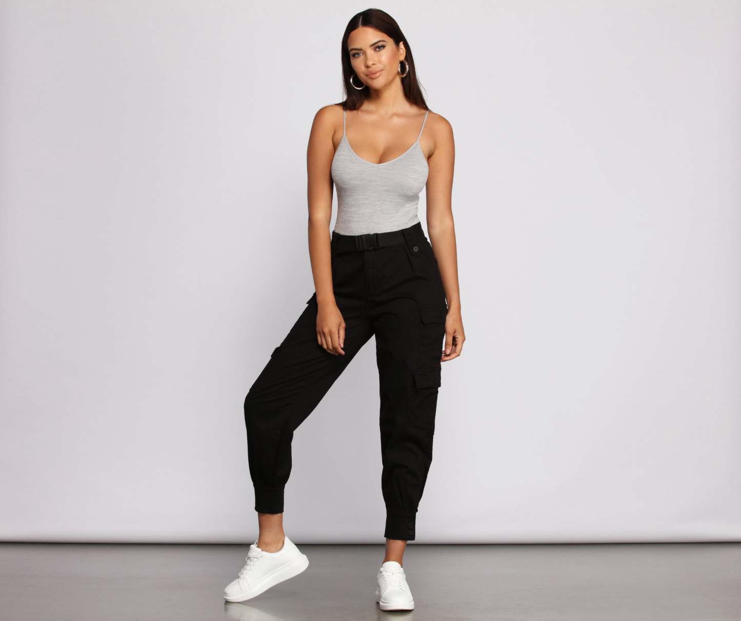 Belted Cargo Joggers - Lady Occasions