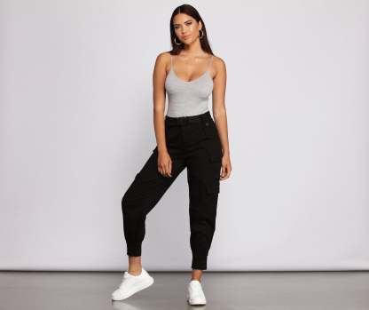 Belted Cargo Joggers - Lady Occasions