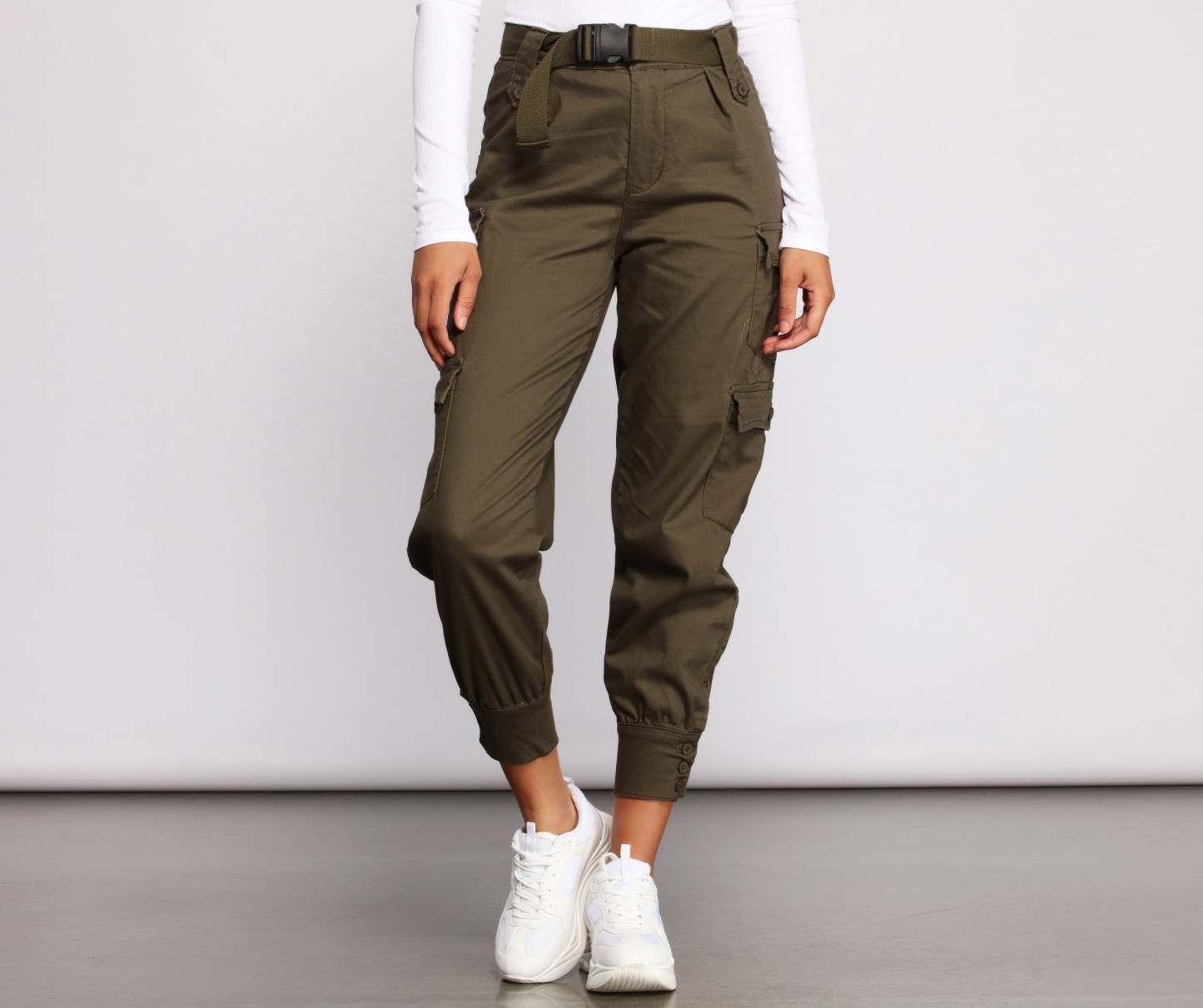 Belted Cargo Joggers - Lady Occasions
