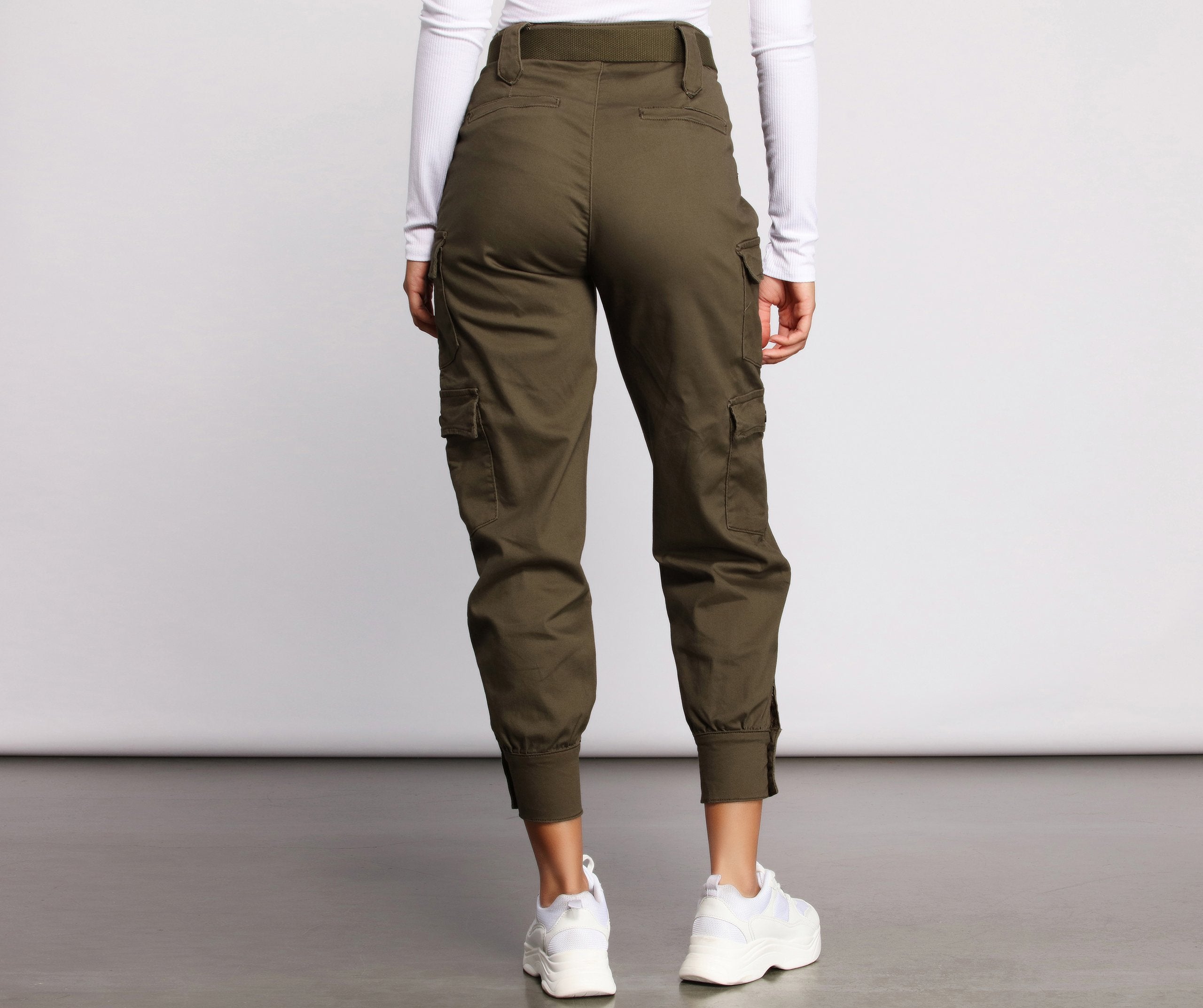 Belted Cargo Joggers - Lady Occasions