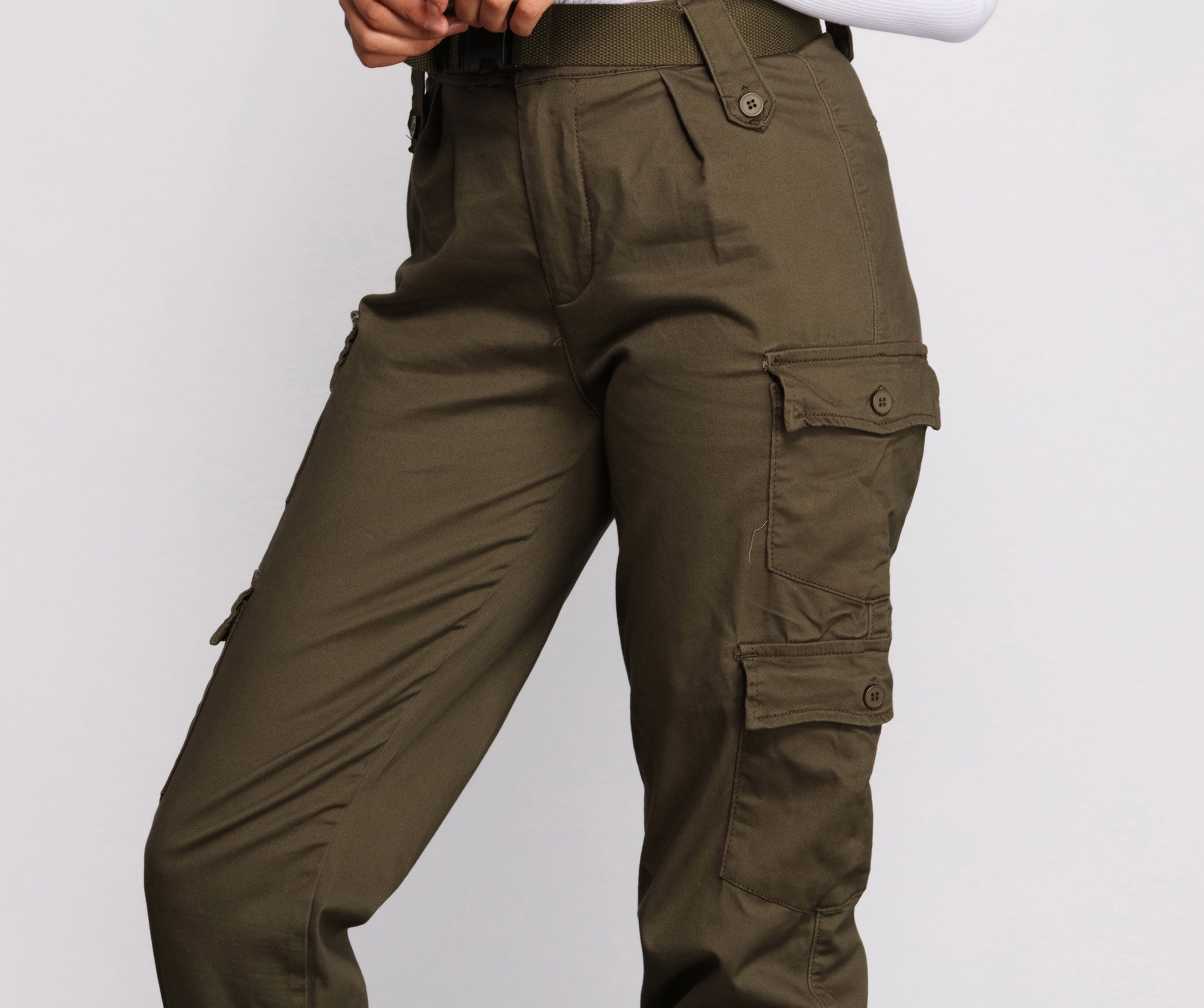Belted Cargo Joggers - Lady Occasions
