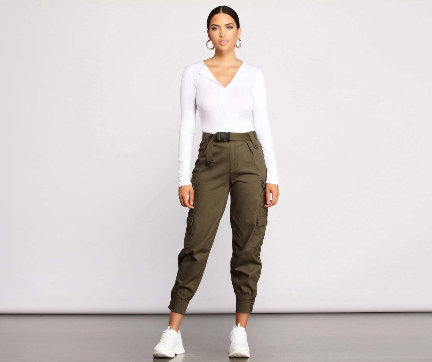 Belted Cargo Joggers - Lady Occasions