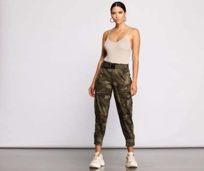 Belted Cargo Joggers - Lady Occasions